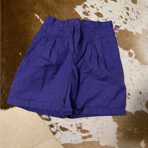 Purple High-Waist Pleated Women's Shorts
